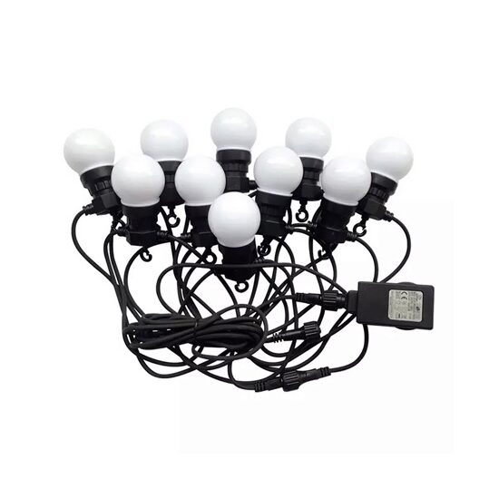 Ghirlanda luminoasa cu 20 becuri led, E27, Alb Cald, 10W, 600 lm, IP44, lungime 10 m