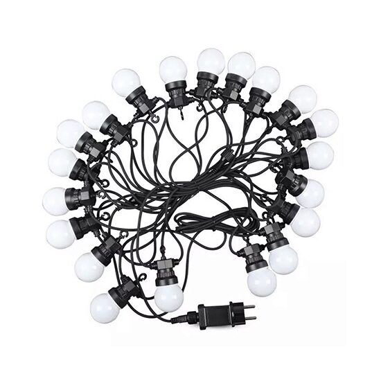 Ghirlanda luminoasa cu 20 becuri led, E27, Alb Rece, 10W, 600 lm, IP44, lungime 10 m