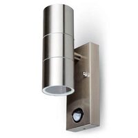 Aplica Inox cu senzor de miscare, fara bec, 2xGU10, dimensiune 110 x 60 x 125 mm, IP44