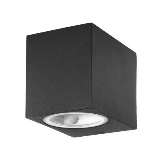 Aplica aluminiu cub, fara bec, 1xGU10, dimensiune 92 x 68 x 80 mm, IP44, Negru