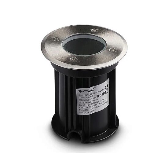 Aplica Inox pentru podea, fara bec, GU10, dimensiune 110 x 110 x 120 mm, IP67, Gri
