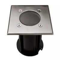 Aplica Inox pentru podea, patrata, fara bec, GU10, dimensiune 110 x 110 x 120 mm, IP65, Gri