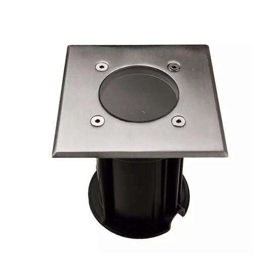 Aplica Inox pentru podea, patrata, fara bec, GU10, dimensiune 110 x 110 x 120 mm, IP65, Gri