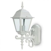 Felinar pentru perete, Fara bec, E27, Aluminiu si Sticla, 225 x 400 x 148 mm, Alb Mat, IP44