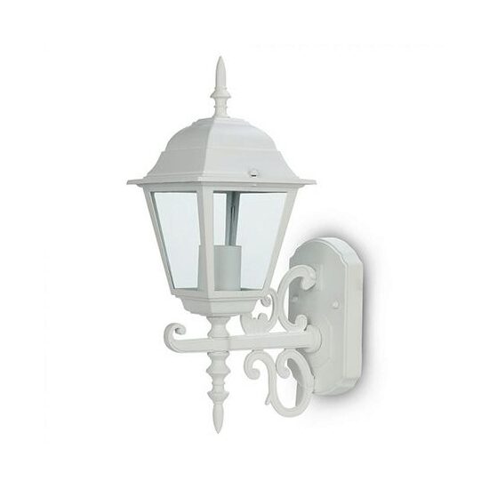 Felinar pentru perete, Fara bec, E27, Aluminiu si Sticla, 225 x 400 x 148 mm, Alb Mat, IP44