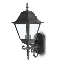 Felinar pentru perete, Fara bec, E27, Aluminiu si Sticla, 400 x 148 mm, Negru Mat, IP44