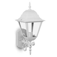 Felinar pentru perete, Fara bec, E27, max 60W, Aluminiu si Sticla, 400 x 148 mm, Alb Mat, IP44