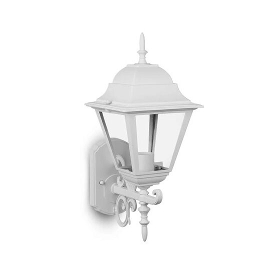 Felinar pentru perete, Fara bec, E27, max 60W, Aluminiu si Sticla, 400 x 148 mm, Alb Mat, IP44