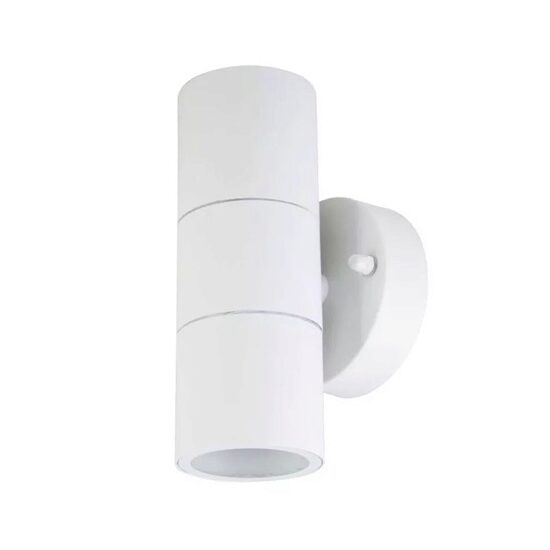 Aplica led cu soclu 2xGU10, Fara bec, Rotunda, Inox, 163 x 85mm, IP44