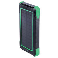 Powerbank cu incarcare solara, 10000mAh, 2x USB, USB-C, Negru, 2 A, 5 W