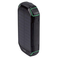 Powerbank cu incarcare solara, 30000mAh, 2x USB, USB-C, Negru, 3 A, 20 W