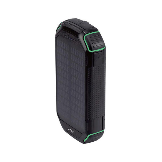 Powerbank cu incarcare solara, 30000mAh, 2x USB, USB-C, Negru, 3 A, 20 W
