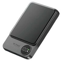 Powerbank Ultra Slim cu incarcare inductiva, Wireless 10000mAh, 2x USB, USB-C, Negru, 3 A, 20 W