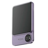 Powerbank Ultra Slim cu incarcare inductiva, Wireless 5000mAh, 2x USB, USB-C, Mov, 3 A, 20 W