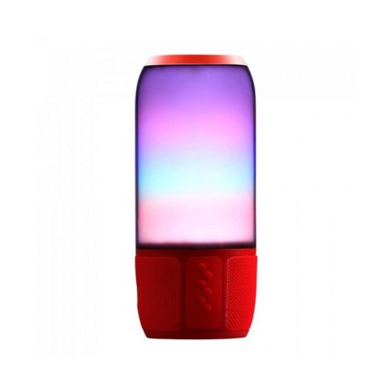 Boxa portabila cu Bluetooth, Iluminata led RGB, MicroSD/USB, 2x3 W, Li-Ion, 92x218 mm, Rosu