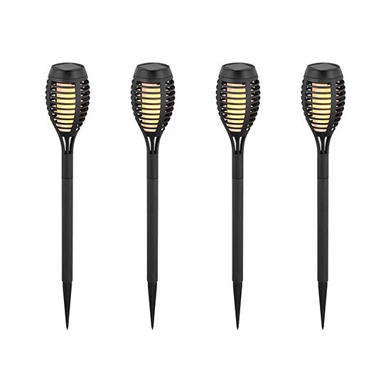 Set 4 lampi solare cu efect flacara, IP44, 2200K, 1 W