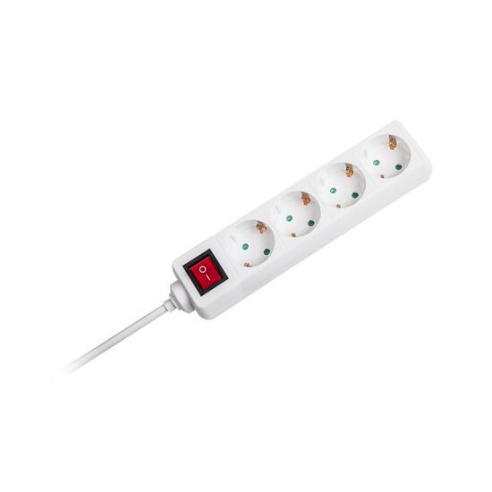 Prelungitor 4 prize, Intrerupator, lungime 1.5 m, 16A, Alb