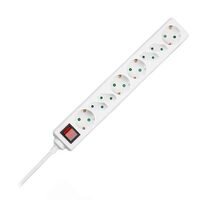 Prelungitor 8 prize, 4xEURO  si 4xSchuko, Intrerupator, lungime 1.5 m, 16A, Alb