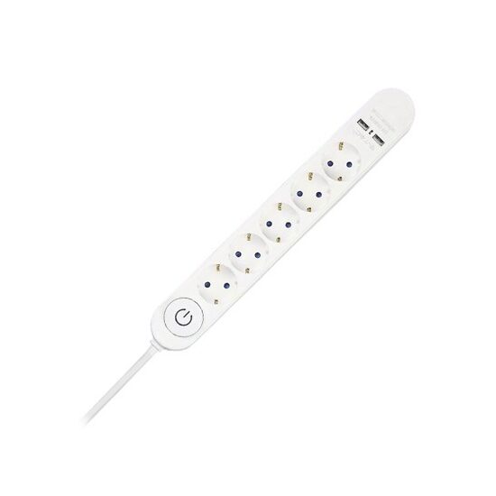 Prelungitor 5 prize Schuko, 2xUSB 2.1A, lungime 3 m, Intrerupator