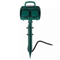 Prelungitor de gradina, IP44, 2 prize cu capac, Verde, Tarus pentru fixare, lungime 3 m, Timer programabil