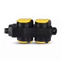 Prelungitor de exterior, 4 prize cu capac, IP44, lungime 3 m, 16A, Galben/Negru, Schuko