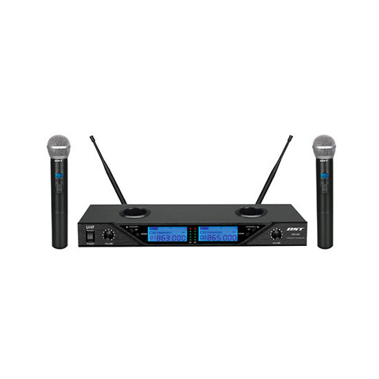 Set 2 microfoane wireless, distanta 100 m, 8 frecvente selectabile/canal