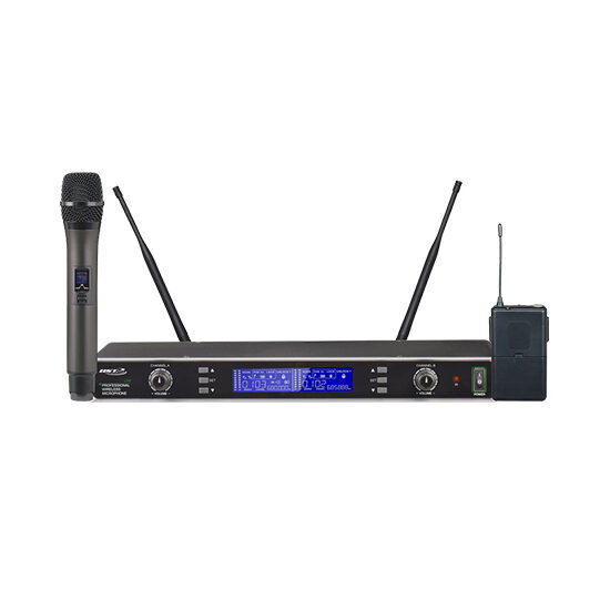 Statie cu 1 microfon de mana si emitator UHF la centura, 16 frecvente selectanile/canal