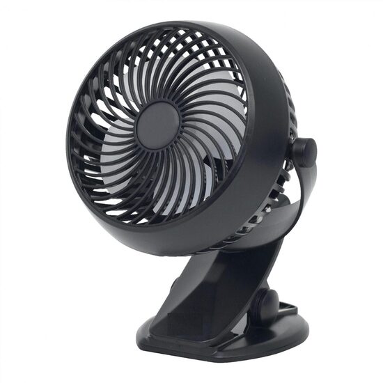 Ventilator cu acumulator si clema, diametru 10 cm, negru, Li-Ion, 