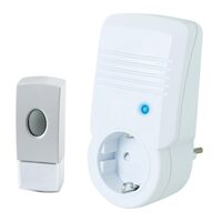 Sonerie fără fir, cu baterii, 230 V, 100 m, Alb, 8 melodii, IP44