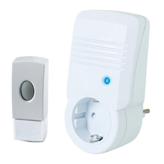 Sonerie fără fir, cu baterii, 230 V, 100 m, Alb, 8 melodii, IP44