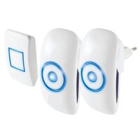 Sonerie fara fir, 2 posturi, 230 V, 150 m, 36 melodii, IP44, Alb, volum reglabil în 4 trepte