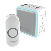 Sonerie fara fir, Honeywell 150 m, 3 x AA, 1 x CR2032, 6 melodii, sunet polifonic, Albastru/Alb