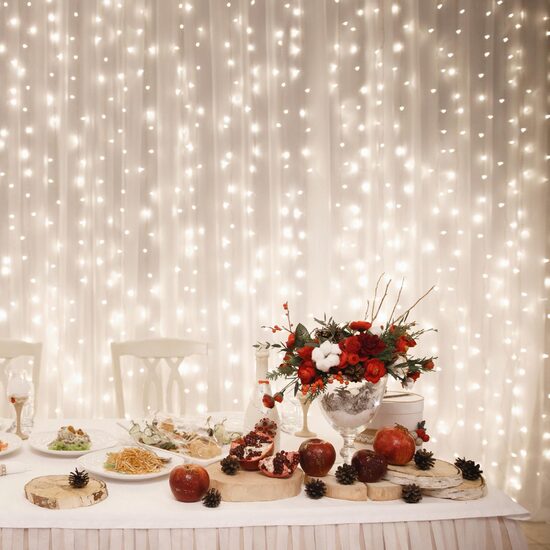 Perdea de lumini 400 x LED, legare în serie, dimensiune 2x2 m, IP44, lumina calda