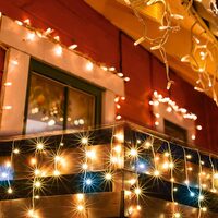 Perdea de lumini 400 x LED, decor turturi de gheaţă, lungime 10 m, lumina alba calda, cu legare în serie, Exterior
