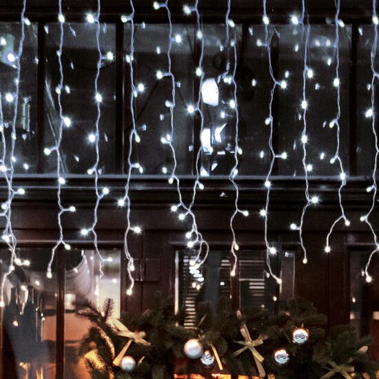 Perdea de lumini 400 x LED, decor turturi de gheaţă, lungime 10 m, lumina alba rece, cu legare în serie, Exterior