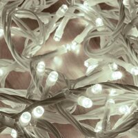 Instalatie luminoasa 200 x LED, legare în serie, 10 m, IP44 exterior, cablu Alb, Lumina rece