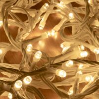 Instalatie luminoasa 200 x LED, legare în serie, 10 m, IP44 exterior, cablu Alb, Lumina calda