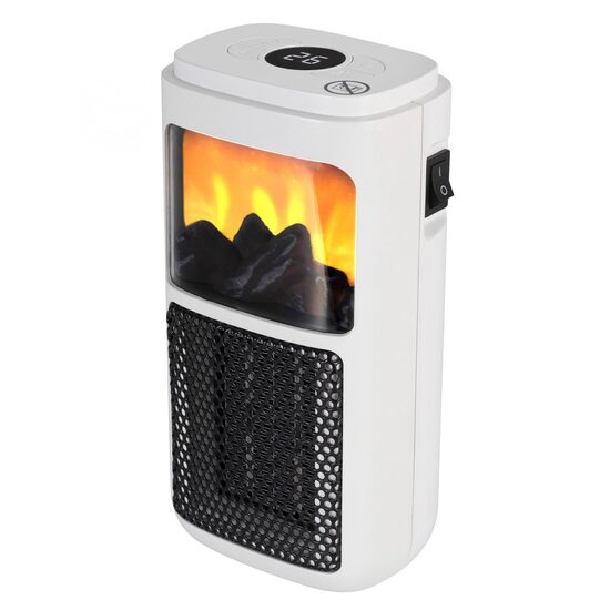 Mini Radiator ceramic, 400 W, Termostat, 9.5 x 18.5 x 7 cm, Efect flacara