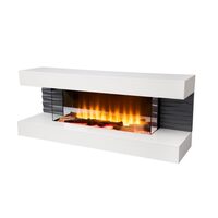 Semineu electric, Efect flacara, Telecomanda, 2 trepte de incalzire 1000 W / 2000 W, 112 x 45 x 30.5 cm, Alb