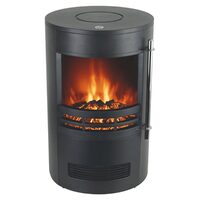 Semineu electric cilindru, Negru, efect flacara, 2 trepte 1000/2000 W, Inaltime 65 cm