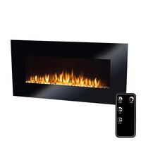Semineu electric smart de perete, aplicatie telefon WiFi, 100 x 50 x 13.5 cm, Negru, Telecomanda, 2000 W