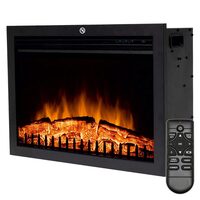 Semineu electric incorporabil, 2 trepte 1000/2000 W, Negru, Telecomanda, 60 x 44 x 20 cm