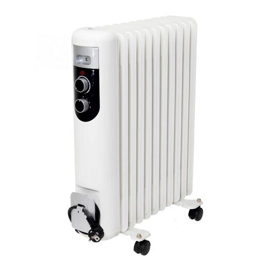 Calorifer cu ulei 11 elementi, 3 trepte de incalzire 800 / 1200 / 2000 W, Alb, Termostat, Protectie supraincalzire