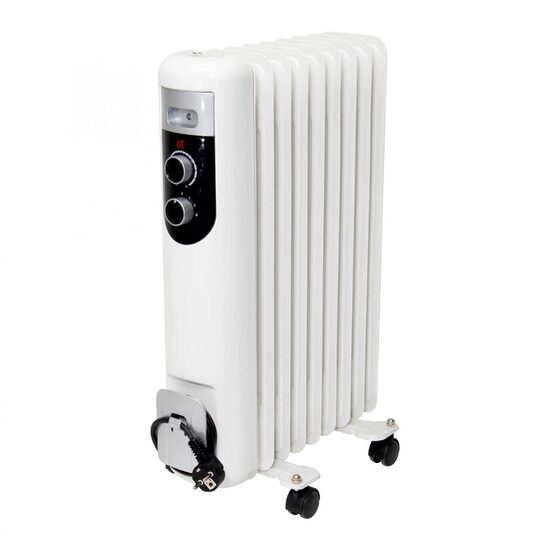 Calorifer cu ulei 9 elementi, 3 trepte de incalzire 800 / 1200 / 2000 W, Alb, Termostat, Protectie supraincalzire