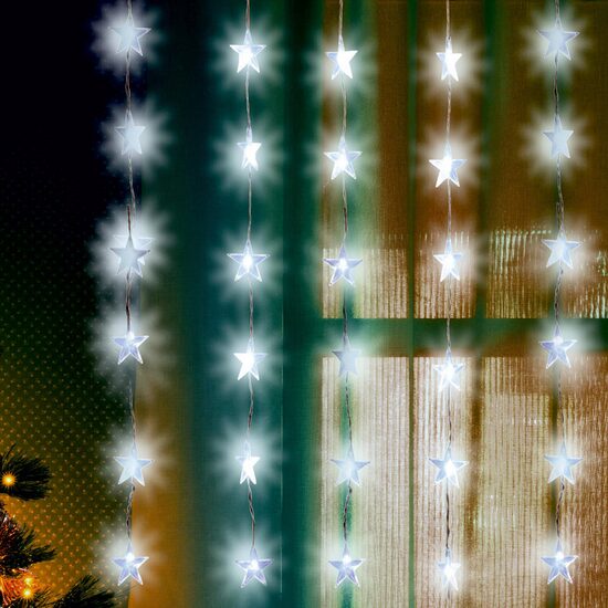 Perdea de lumini 48 x LED-uri, decor stele, Lungime 1.5 m, Interior, Lumina rece