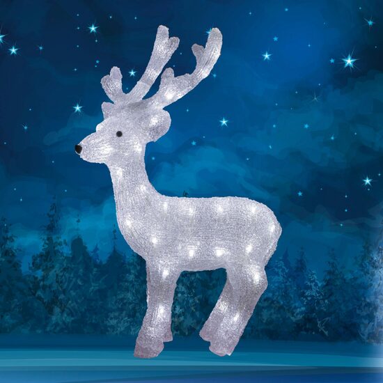 Figurina luminoasa Ren, 50 x Led, IP44 exterior, 36.5 x 63 cm, Acril, Lumina calda/rece