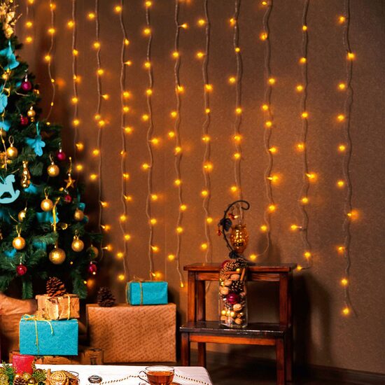 Perdea de lumini pentru interior, 168 x LED, Lungime 1.2 m, Lumina alb cald