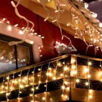 Perdea de lumini 600 x LED, Lumina calda, 8 x programe, Memorie, Timer, Exterior