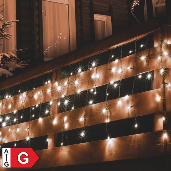 Perdea de lumini inseriabila, 50 x LED, alb cald, exterior, lungime 5 m