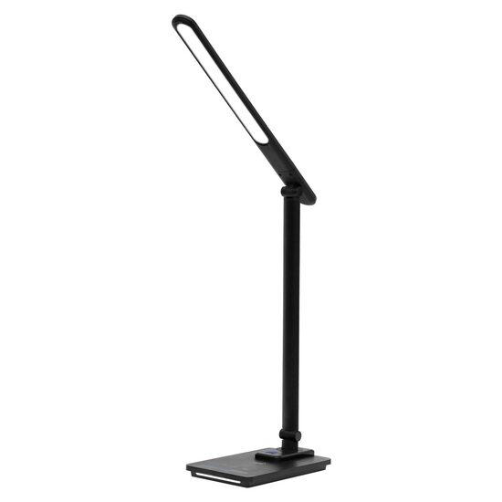 Lampa de birou cu lumina de veghe, metal, negru, USB, 10 W, 11.5 x 41.2 x 37 cm